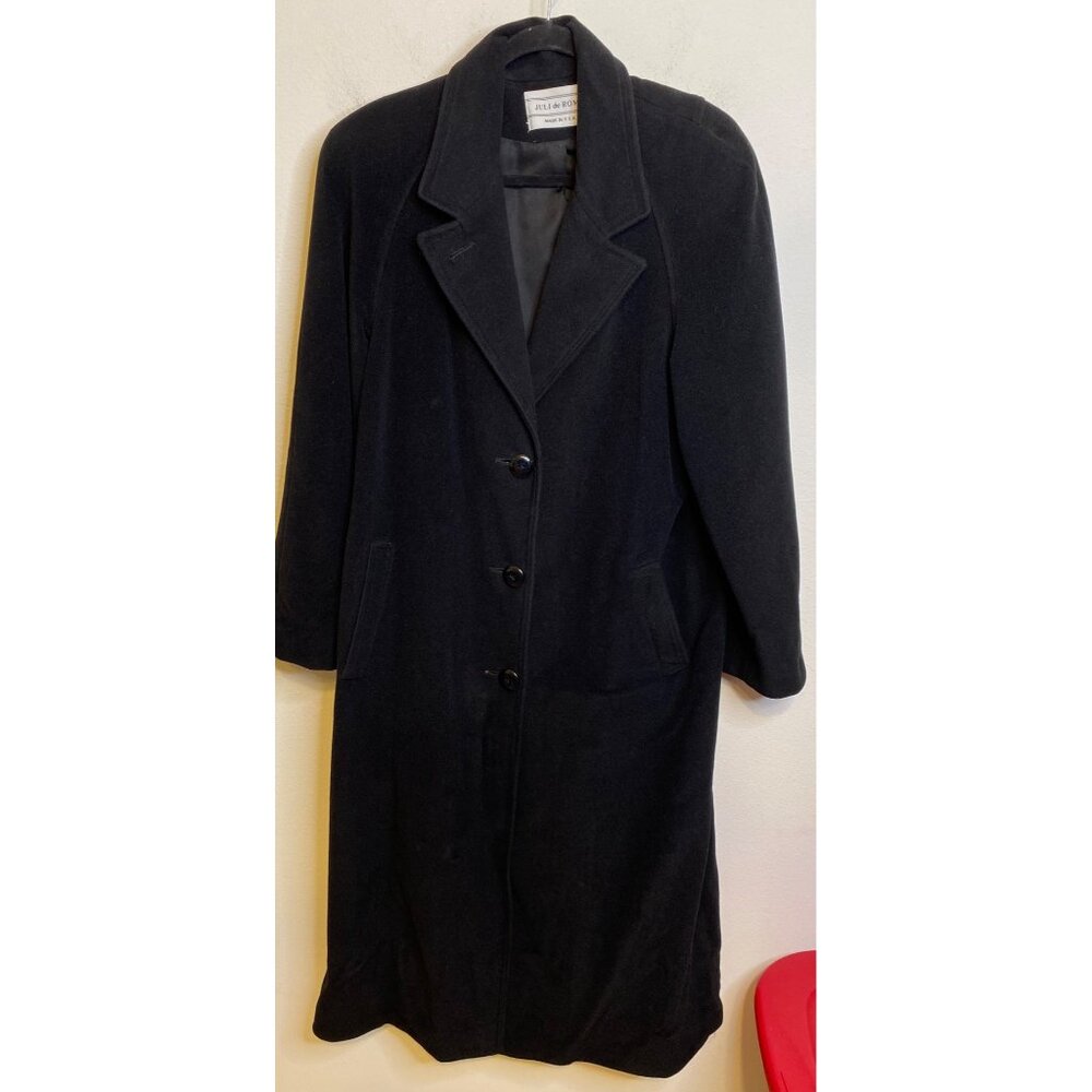 Vintage  Juli De Roma BLACK Long Trench Overcoat  Coat Union Made USA 16